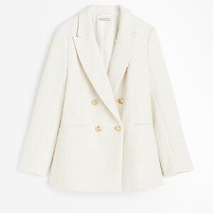 Elegant White Double-Breasted Women's Coat